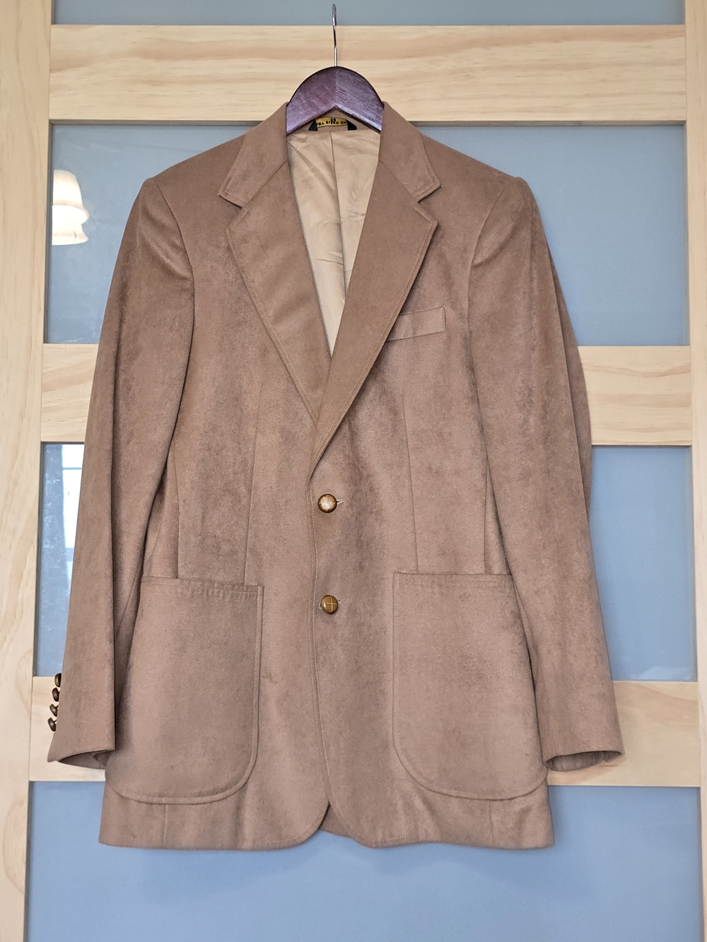 Haggar Men's Tan Suede-Look Blazer – Classic Two-Button Jacket